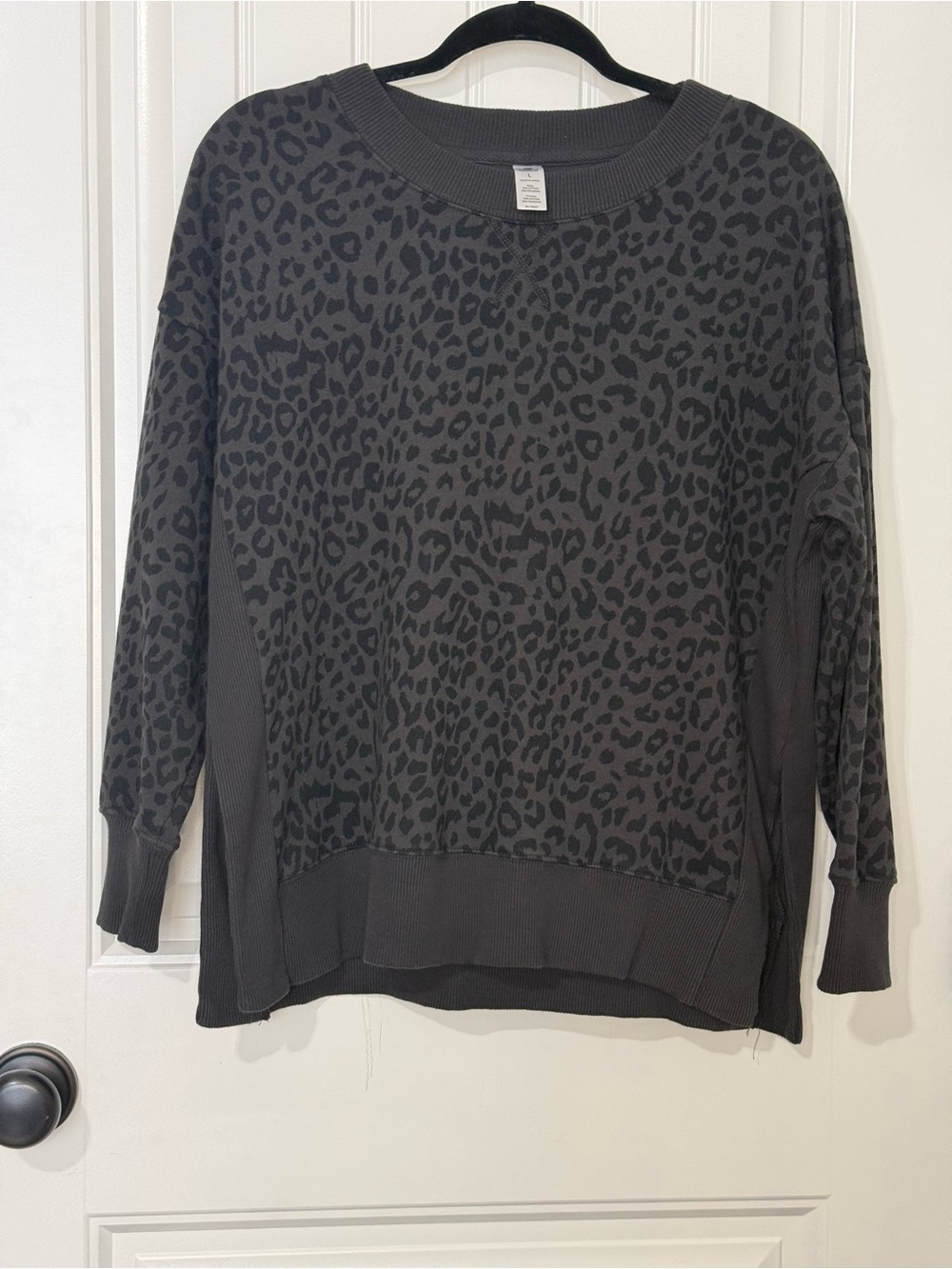 Charcoal and Black Leopard Crewneck Sweatshirt